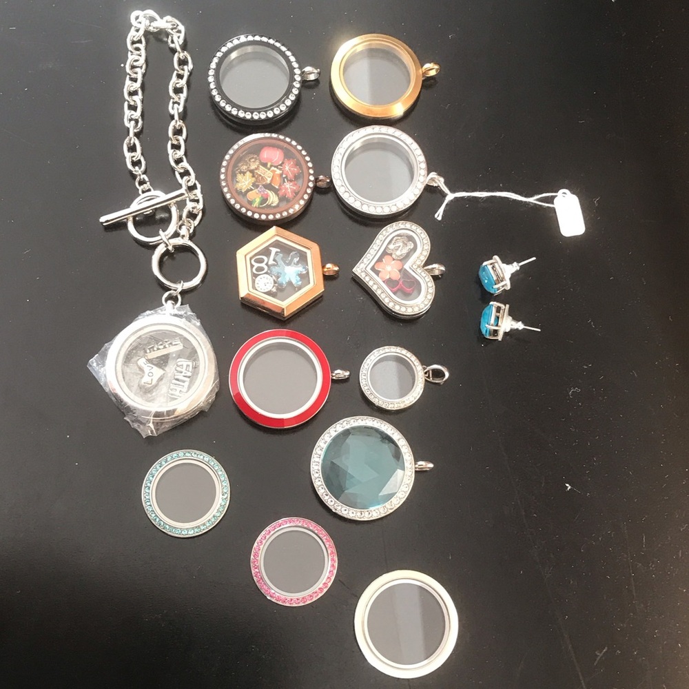 Origami Owl Multi-Color Pendants and Earring Set & bracelet